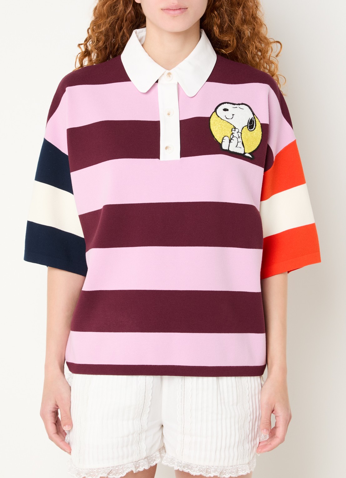 Essentiel Antwerp Jice polo met front- en backprint - achterkant 3 roodbruin