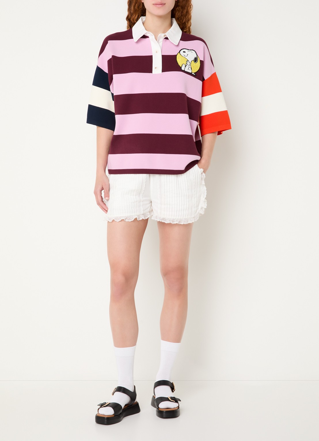 Essentiel Antwerp Jice polo met front- en backprint - voorkant 2 roodbruin