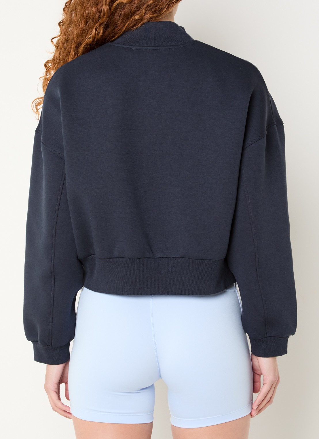 Essentiel Antwerp Jilnius sweatvest met flockprint - achterkant donkerblauw
