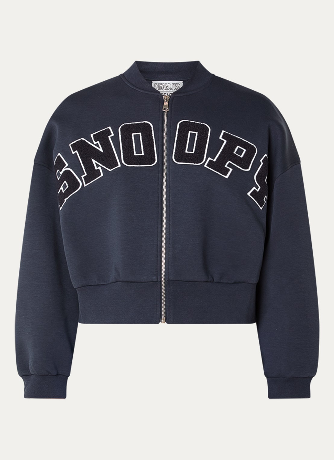 Essentiel Antwerp Jilnius sweatvest met flockprint - voorkant 2 donkerblauw