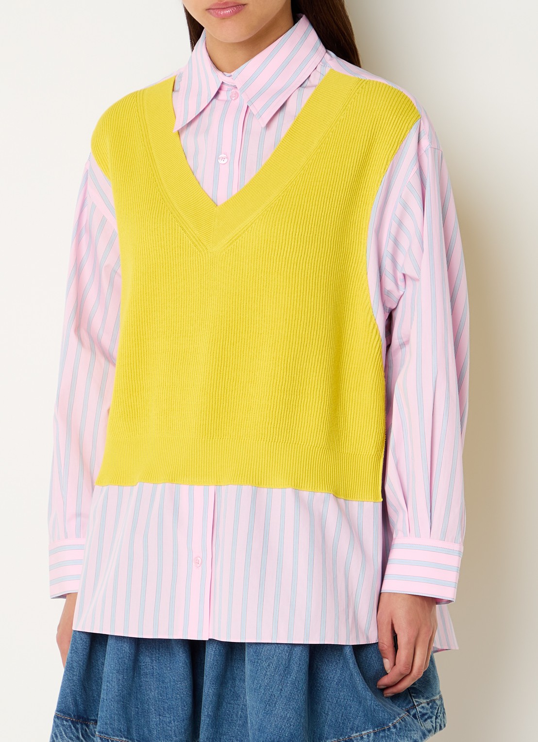 Essentiel Antwerp Jit blouse met streepprint - detail 4 geel