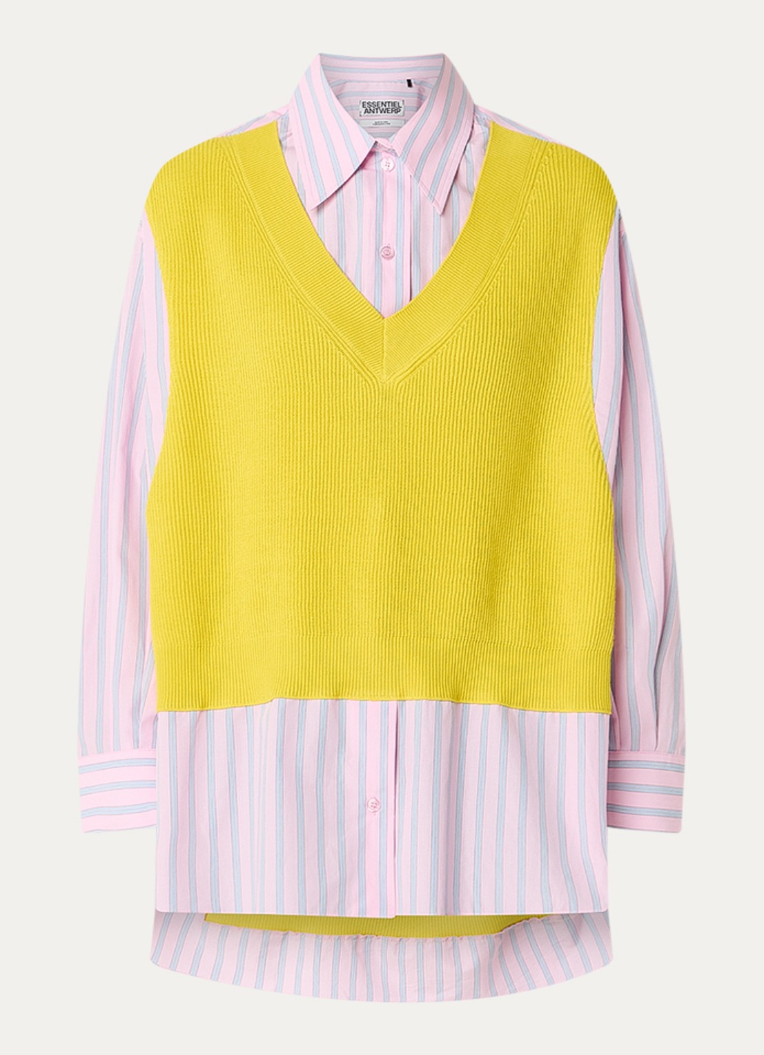 Essentiel Antwerp Jit blouse met streepprint - voorkant geel
