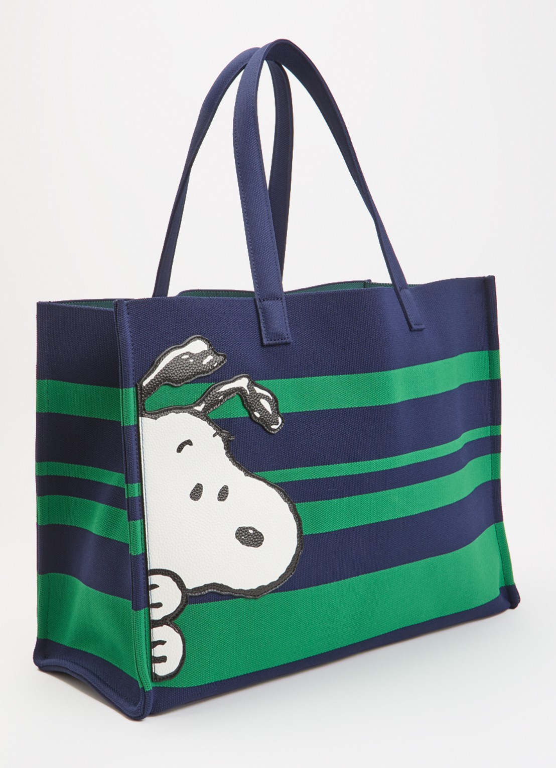 Essentiel Antwerp Jobba shopper met streepprint en borduring - achterkant donkerblauw