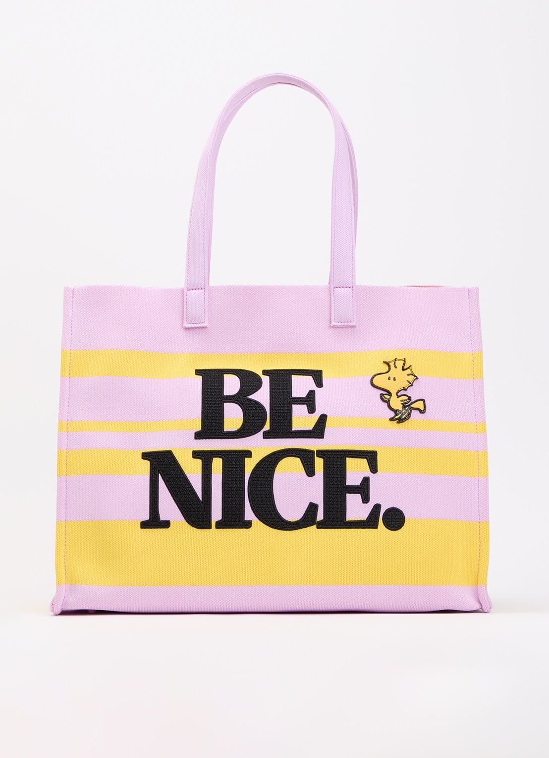 Essentiel Antwerp Jobba shopper met streepprint en borduring - voorkant lila