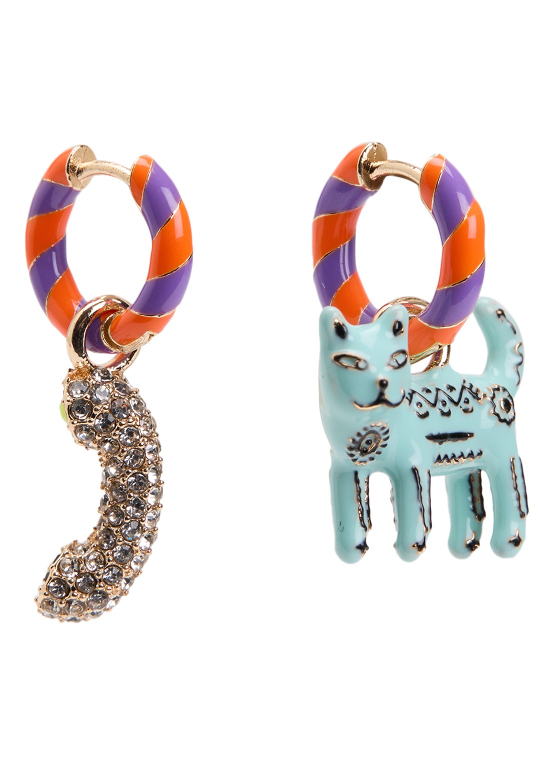 Essentiel Antwerp Jocat oorringen met hanger - voorkant 2 oranje