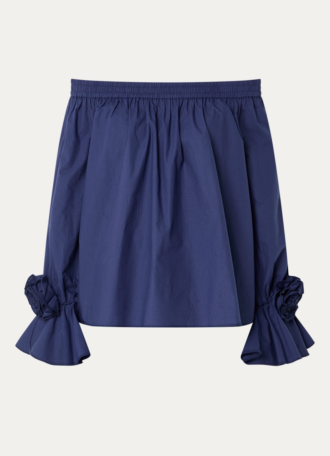 Essentiel Antwerp Jofie off shoulder top met applicatie - voorkant 3 donkerblauw