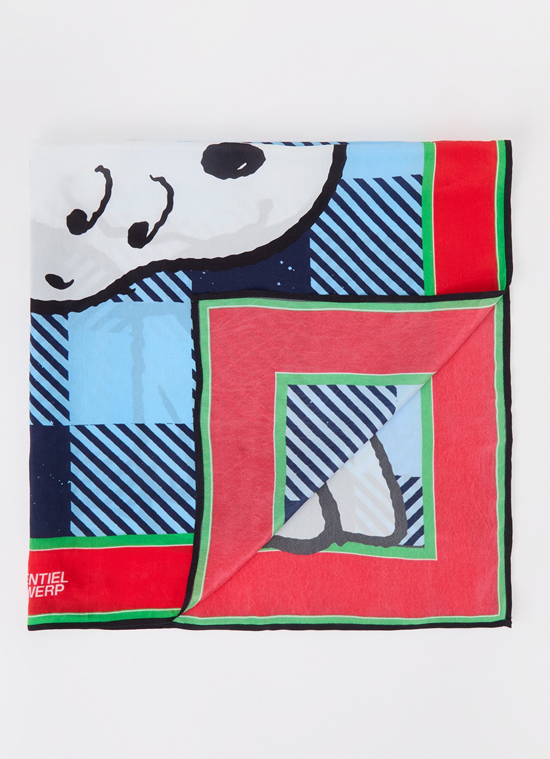 Essentiel Antwerp Joopy sjaal met print  - voorkant 3 blauw