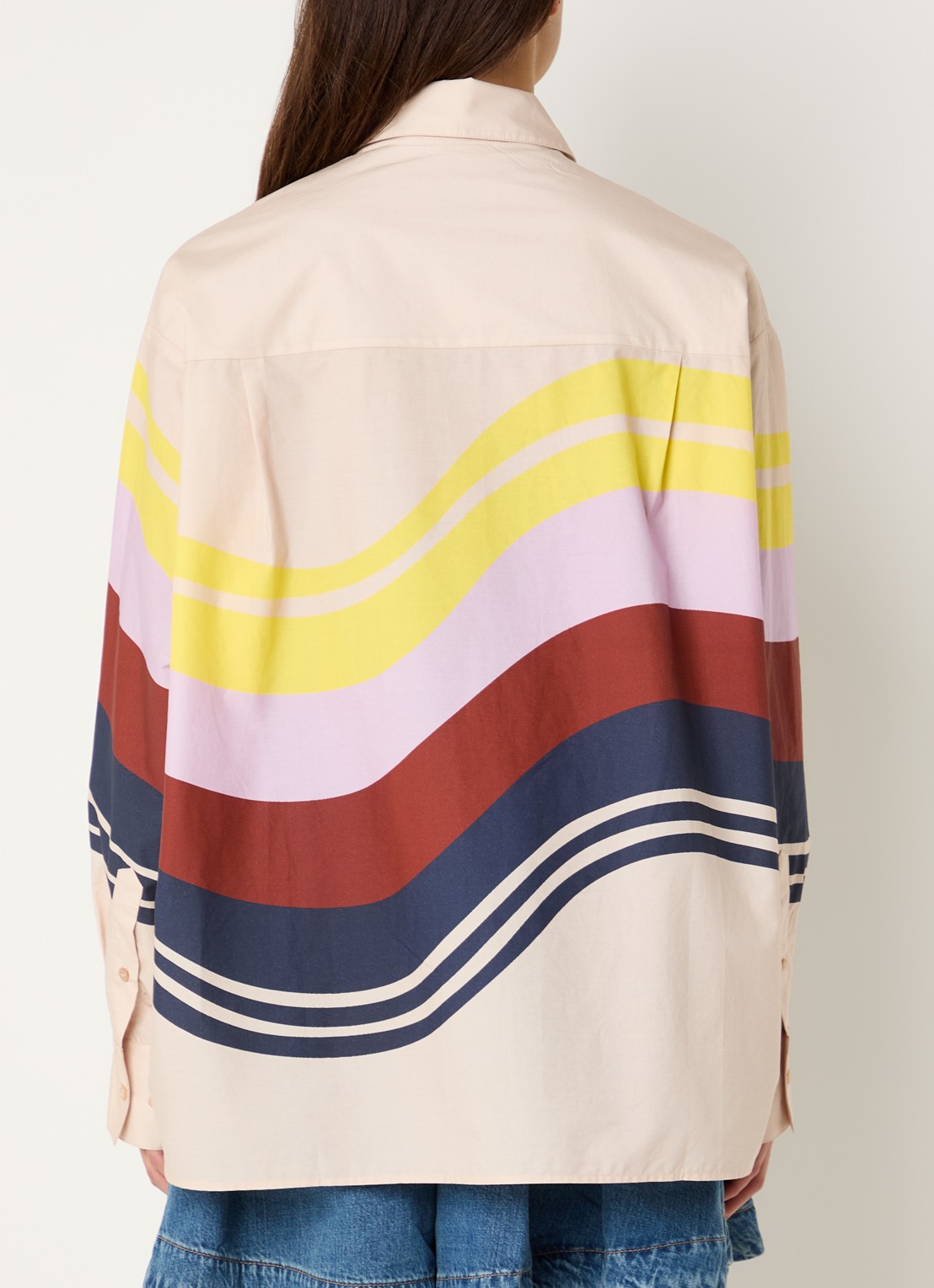 Essentiel Antwerp Joppy blouse met streepprint - achterkant beige