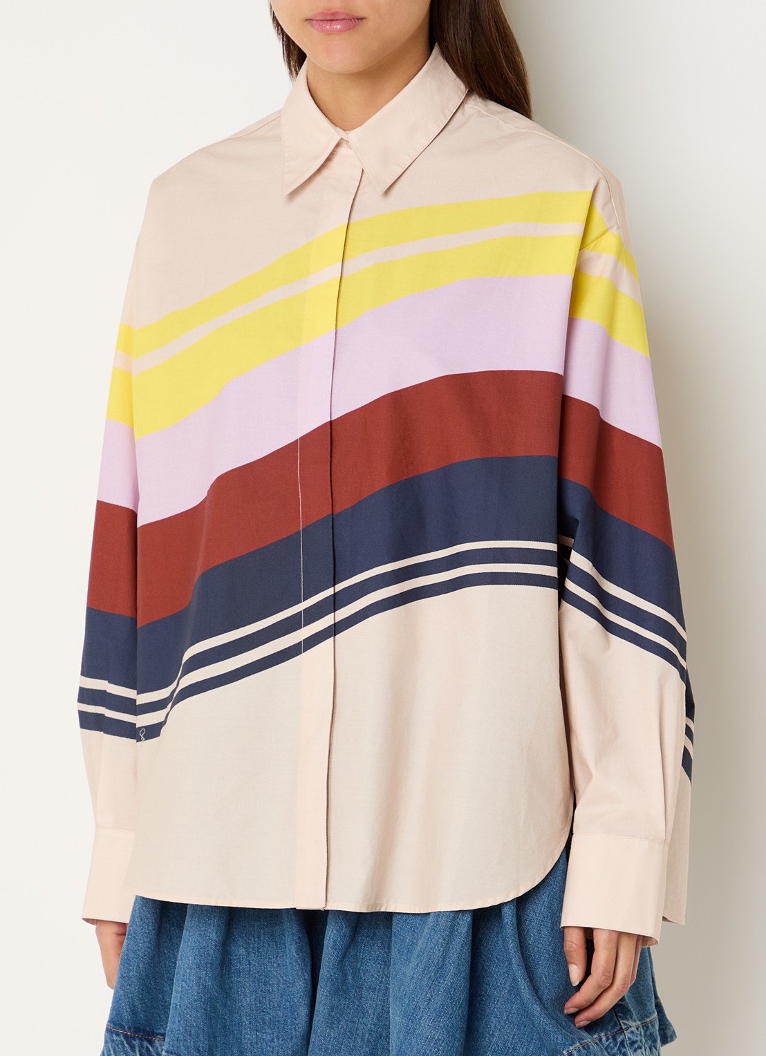 Essentiel Antwerp Joppy blouse met streepprint - detail 4 beige