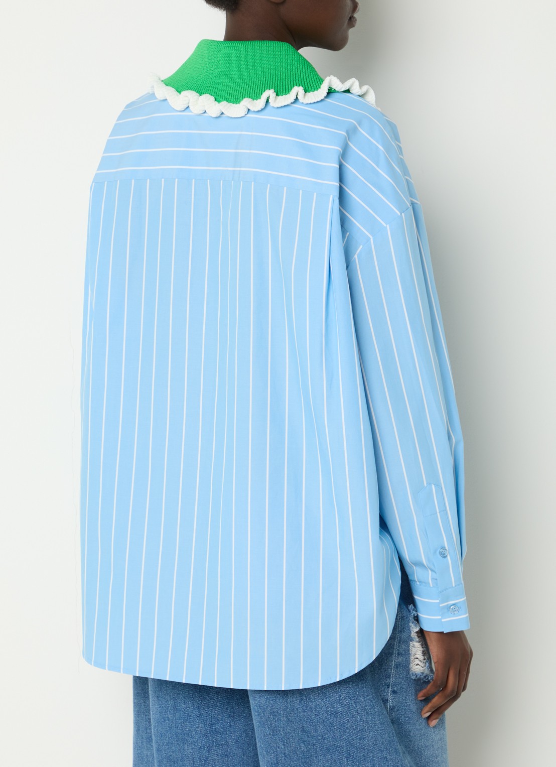 Essentiel Antwerp Joyful blouse met streepprint - achterkant blauwgrijs