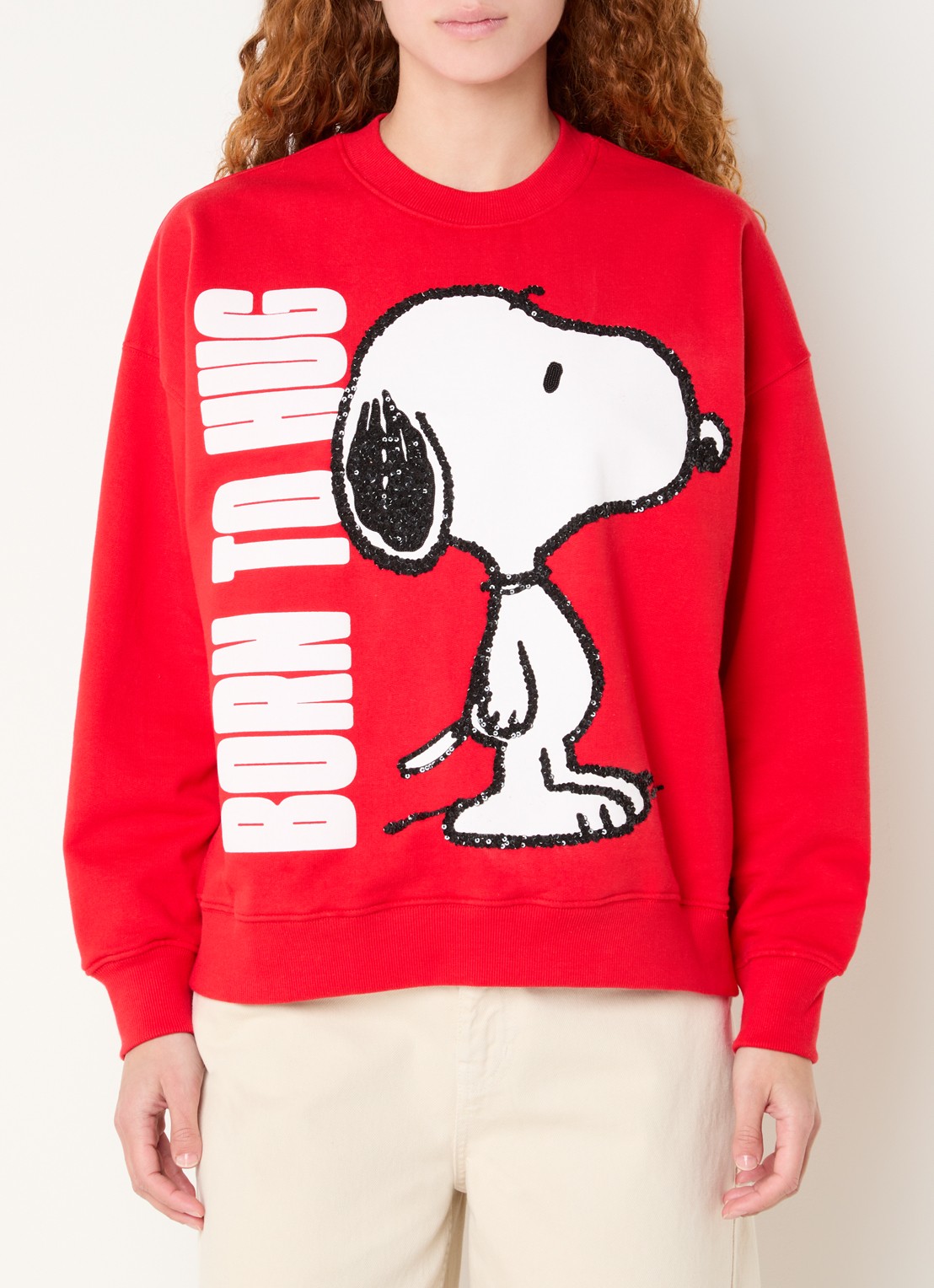 Essentiel Antwerp Jumbrella sweater met print en pailletten - detail 2 rood