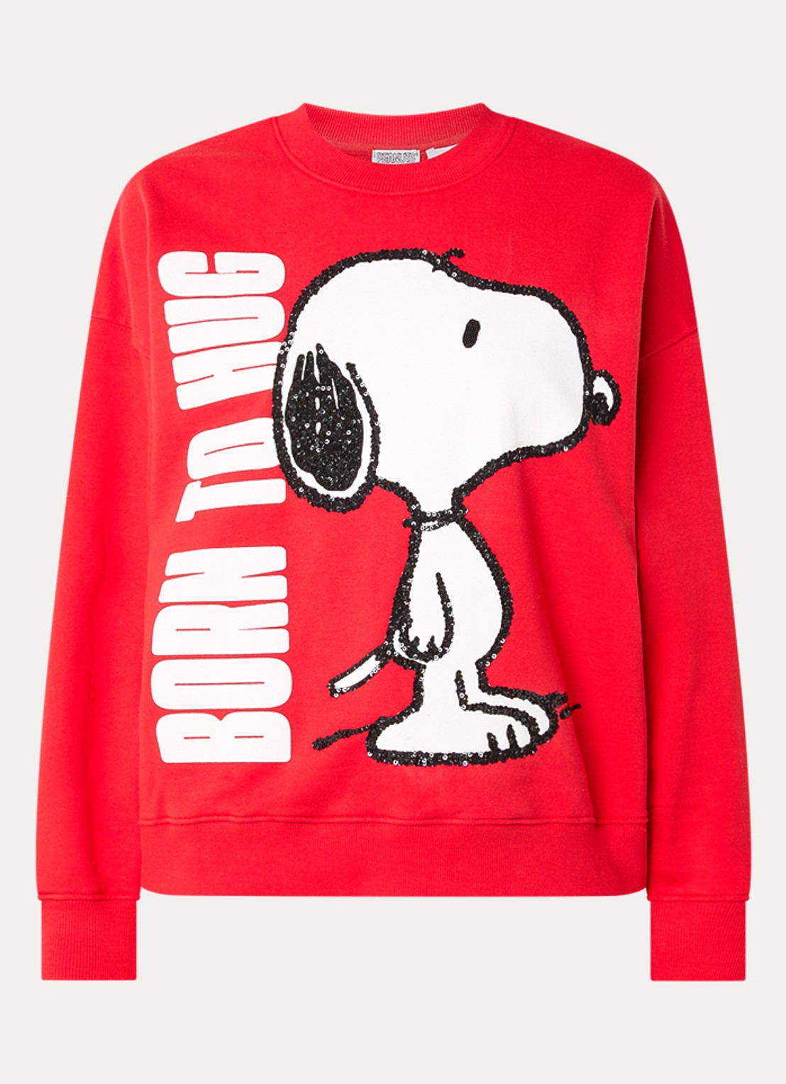 Essentiel Antwerp Jumbrella sweater met print en pailletten - voorkant 3 rood