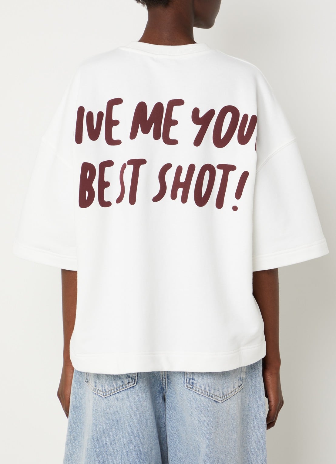 Essentiel Antwerp Jumpi sweater met front- en backprint - detail 4 wit