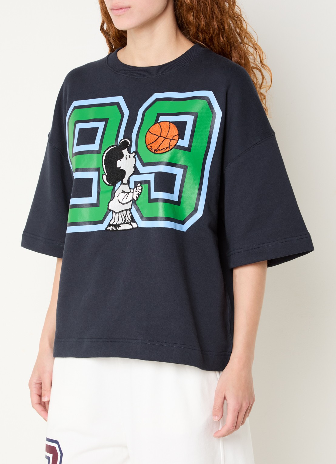Essentiel Antwerp Jumpi sweater met front- en backprint - detail 4 donkerblauw