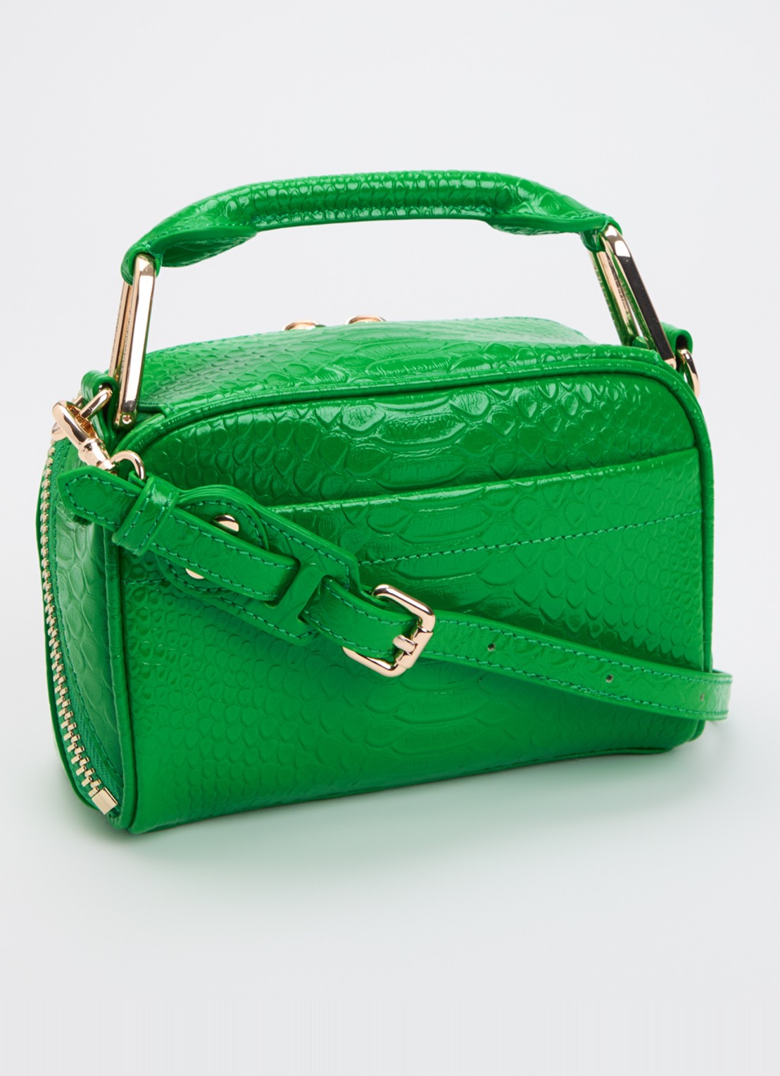 Essentiel Antwerp Jussi Mini handtas van leer met studs en afneembare schouderriem - achterkant groen