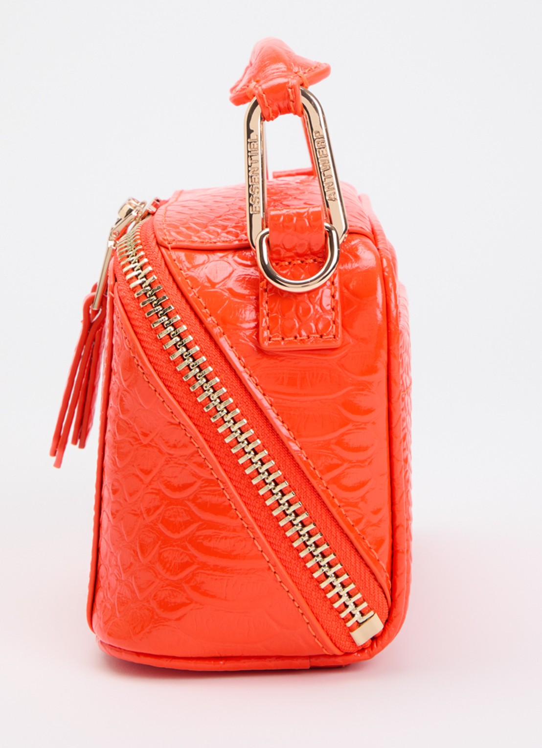 Essentiel Antwerp Jussi Mini handtas van leer met studs en afneembare schouderriem - detail 3 oranje