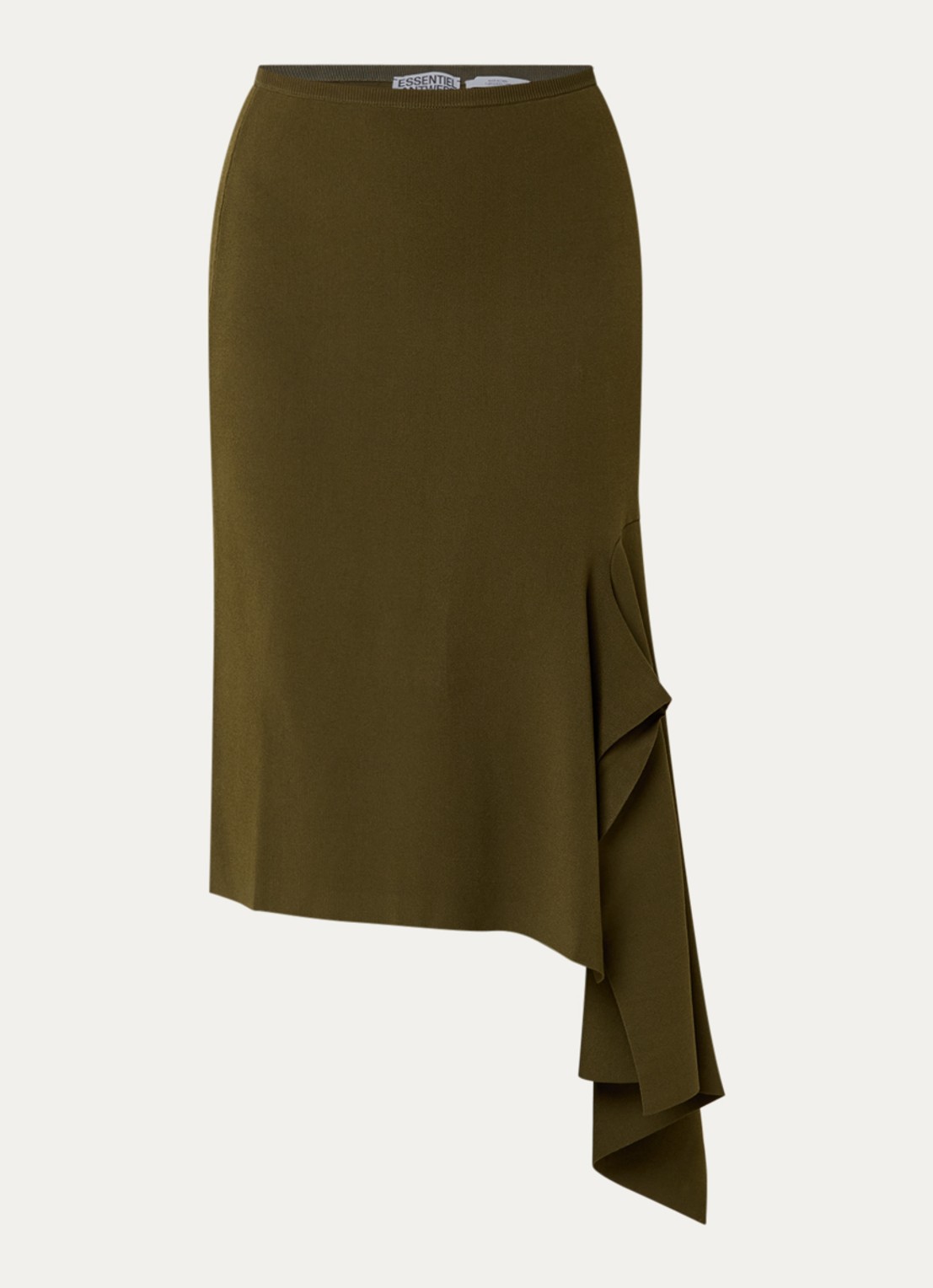 Essentiel Antwerp Kap midi kokerrok met stretch - voorkant 3 bronsgroen