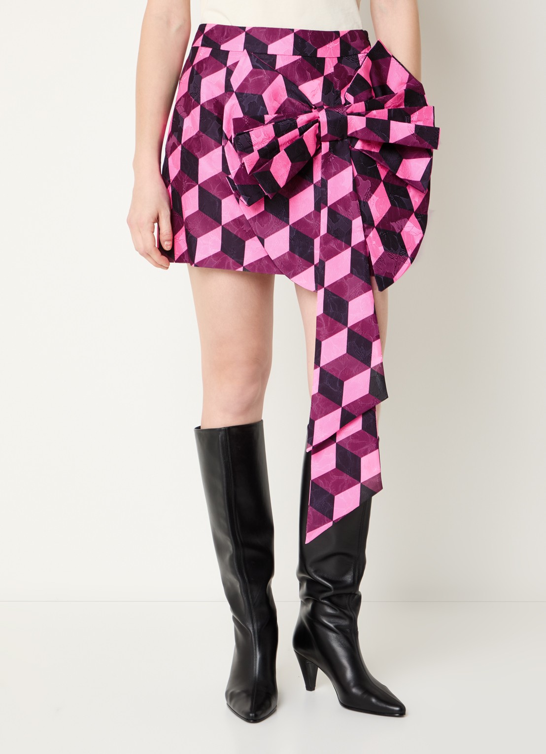 Essentiel Antwerp Kar mini rok met print - detail 3 fuchsia