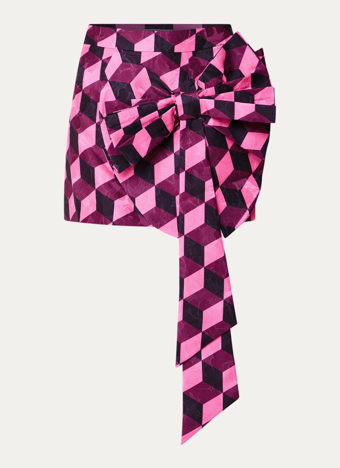 Essentiel Antwerp Kar mini rok met print - voorkant fuchsia