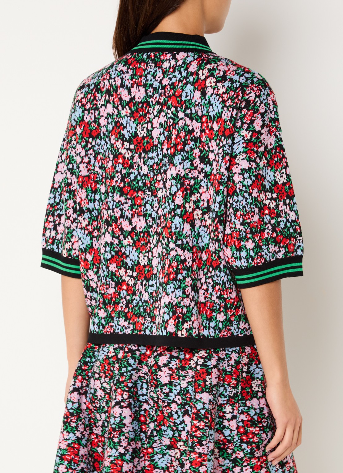 Essentiel Antwerp Kartos regular fit polo met print - achterkant 4 groen