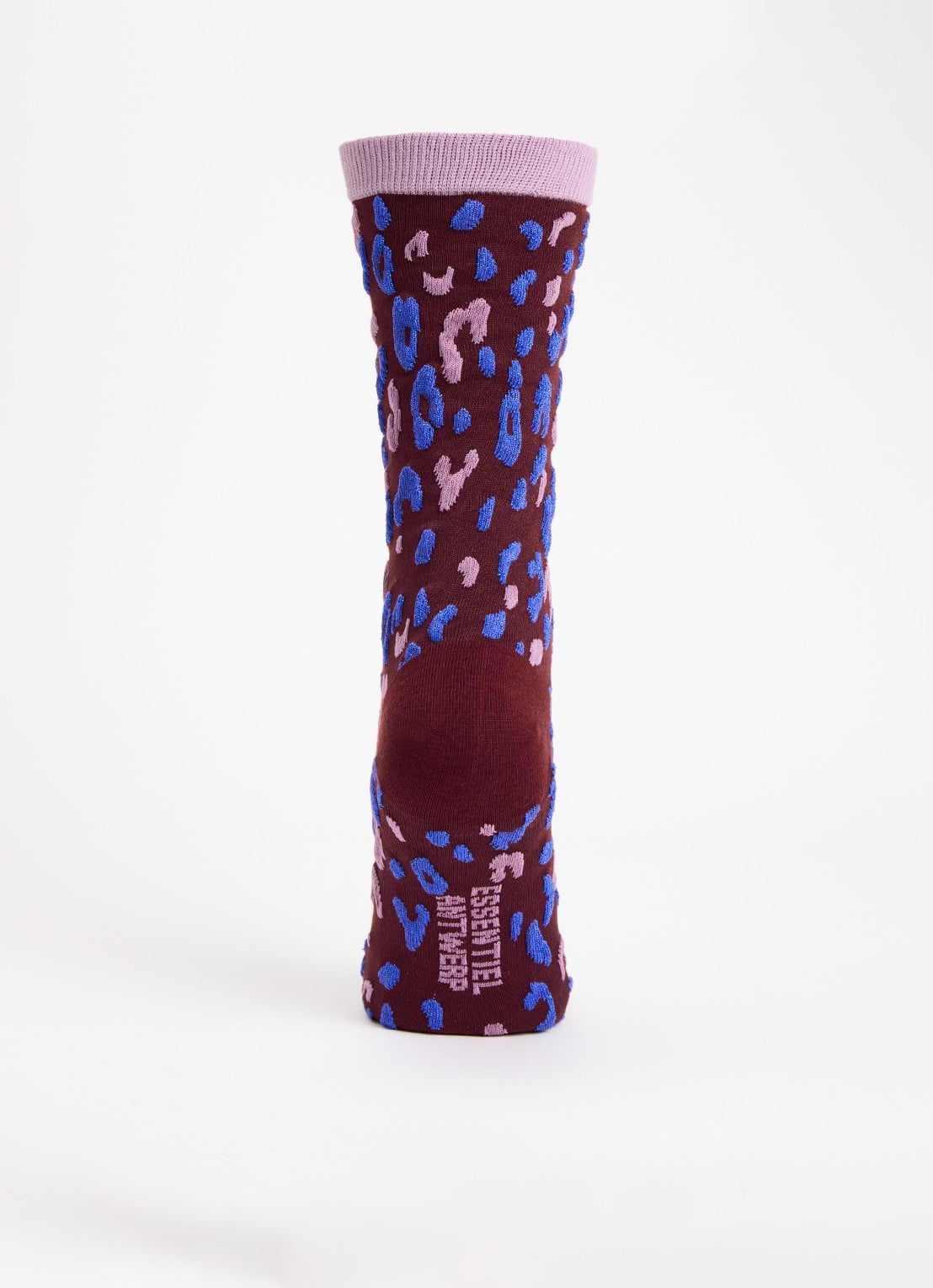 Essentiel Antwerp Karty sokken met luipaardprint en glitter - voorkant 3 bordeauxrood