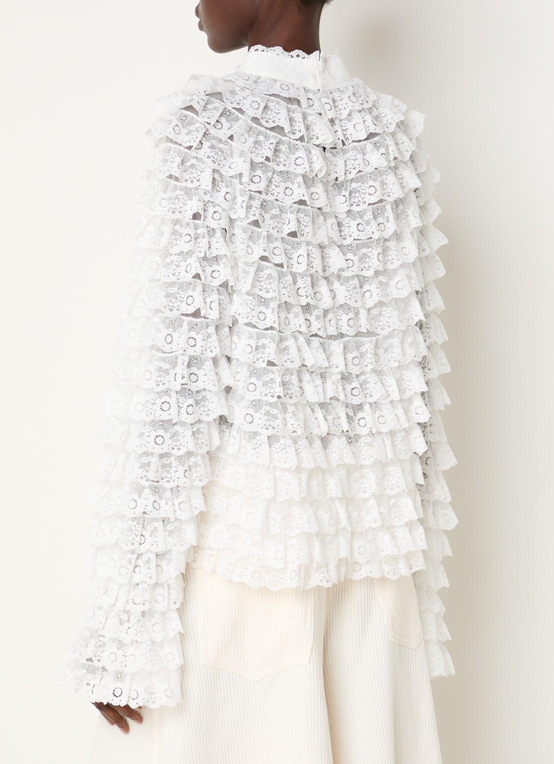 Essentiel Antwerp Kashvi semi-transparante top van mesh - achterkant 4 wit