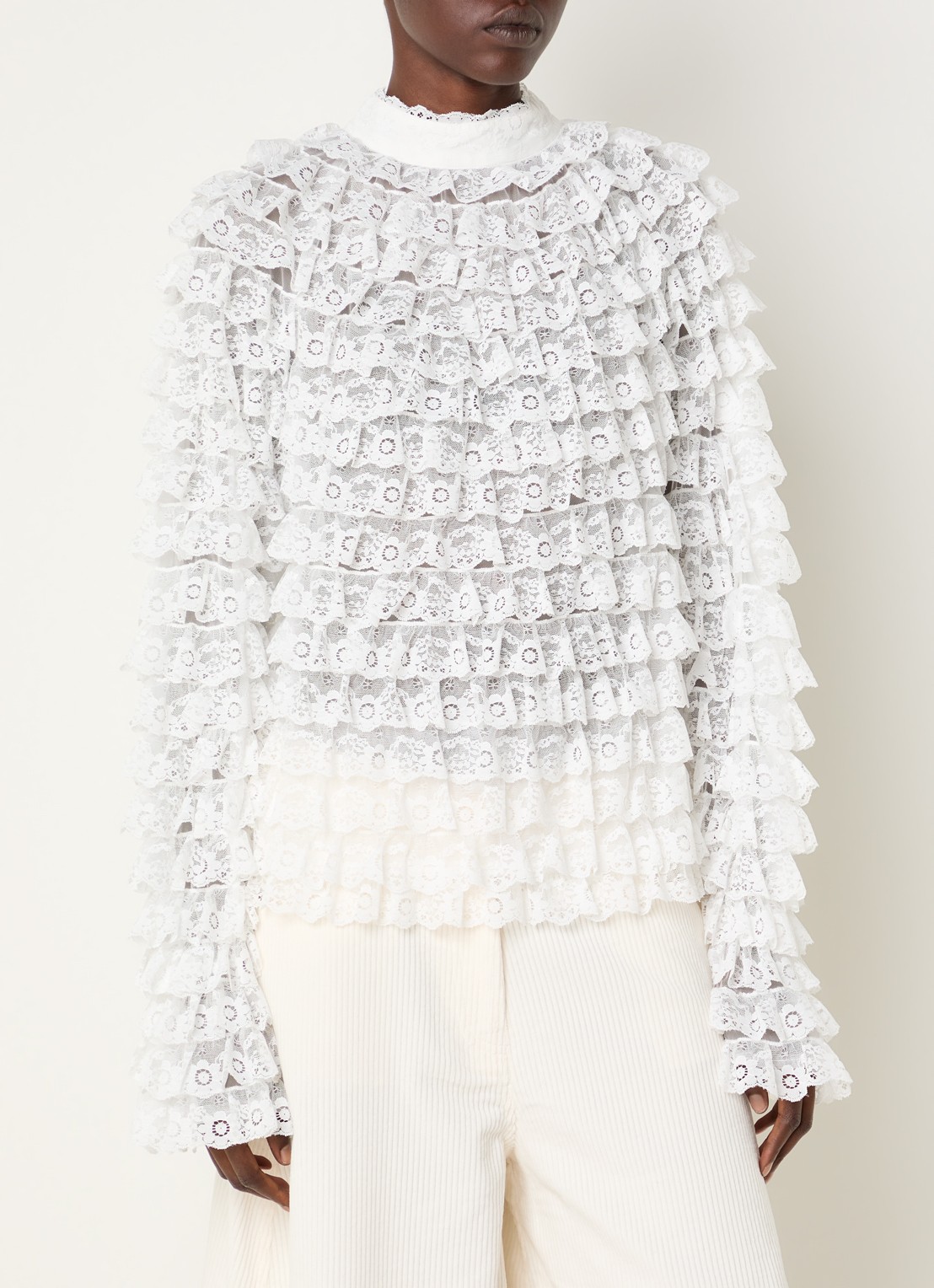 Essentiel Antwerp Kashvi semi-transparante top van mesh - detail 3 wit
