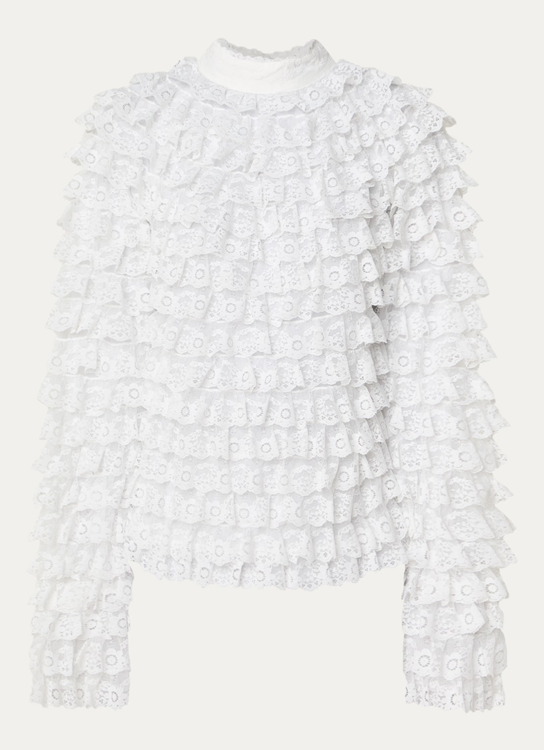 Essentiel Antwerp Kashvi semi-transparante top van mesh - voorkant wit