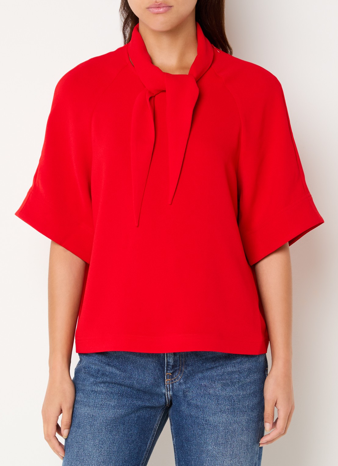 Essentiel Antwerp Kassie tuniek met sjaalkraag - detail rood