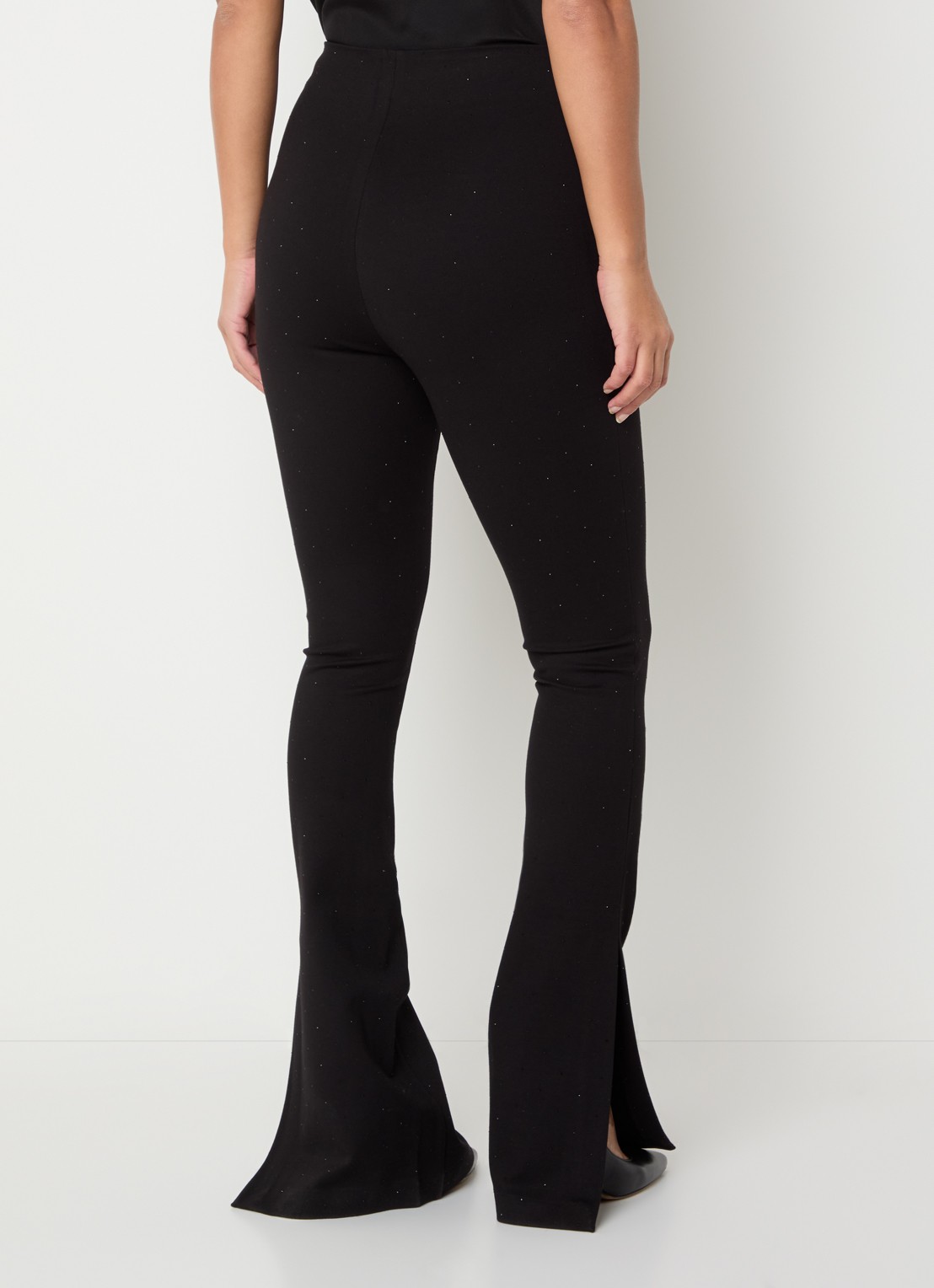 Essentiel Antwerp Kastar high waist flared broek met pailletten - achterkant zwart