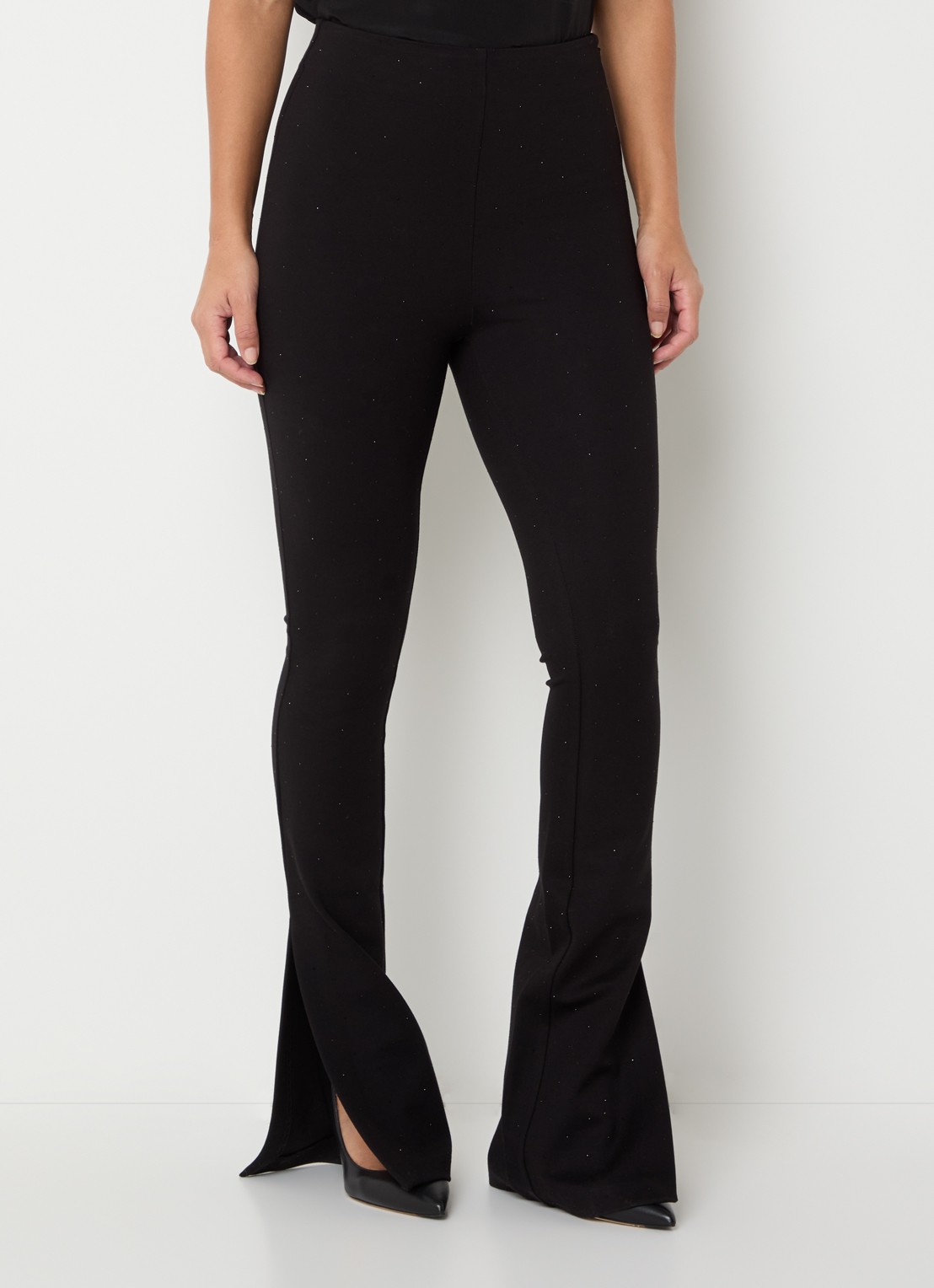 Essentiel Antwerp Kastar high waist flared broek met pailletten - detail 2 zwart