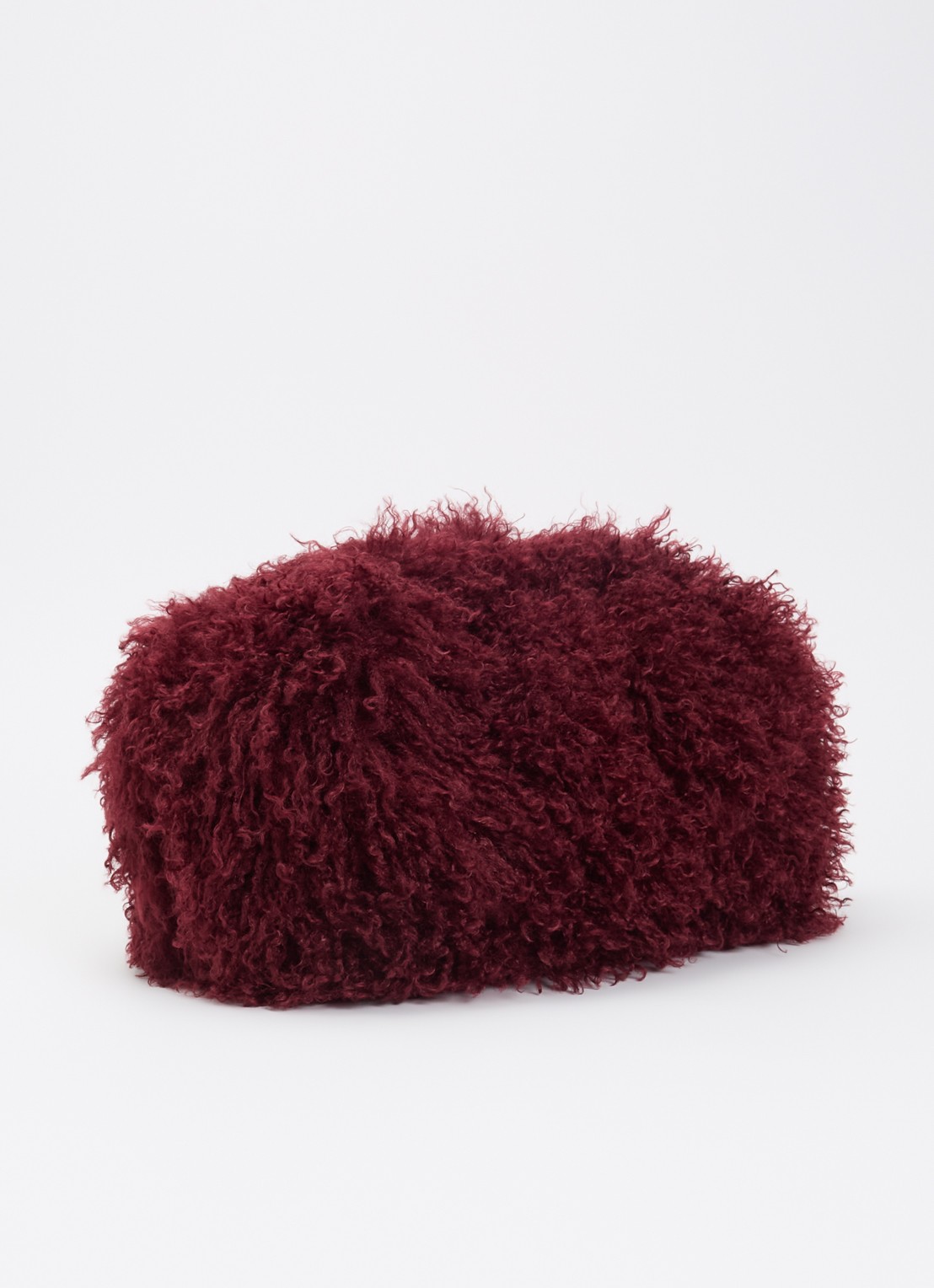 Essentiel Antwerp Katerin clutch van imitatiebont met afneembare schouderriem - achterkant donkerrood