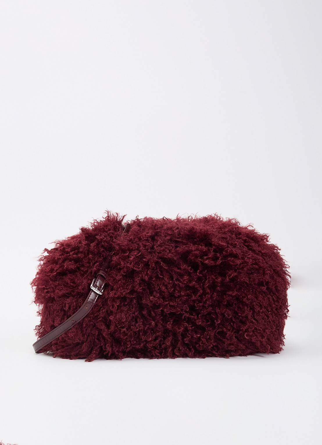Essentiel Antwerp Katerin clutch van imitatiebont met afneembare schouderriem - voorkant 2 donkerrood