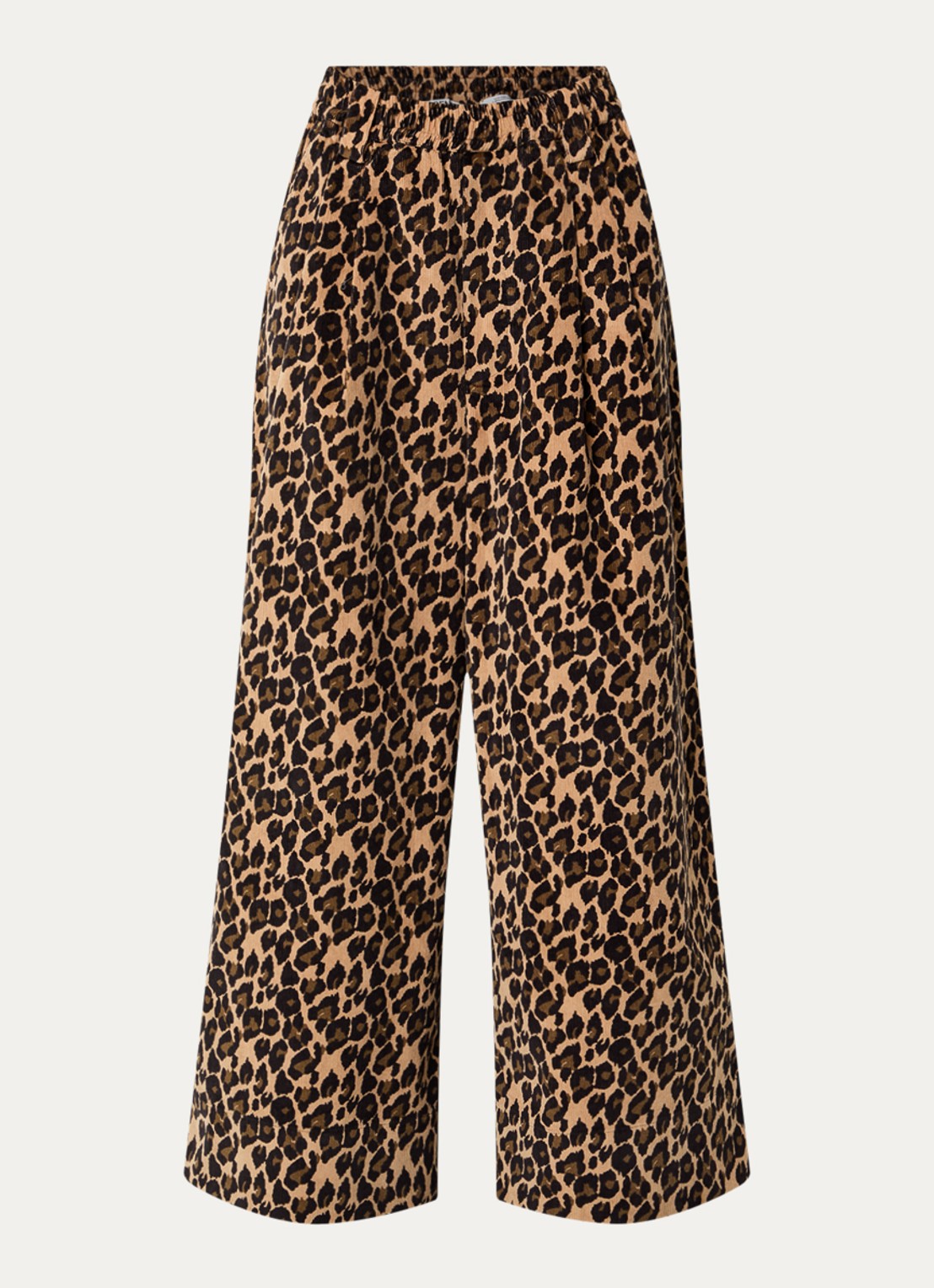 Essentiel Antwerp Kelly low waist wide fit broek met panterprint - voorkant 2 camel