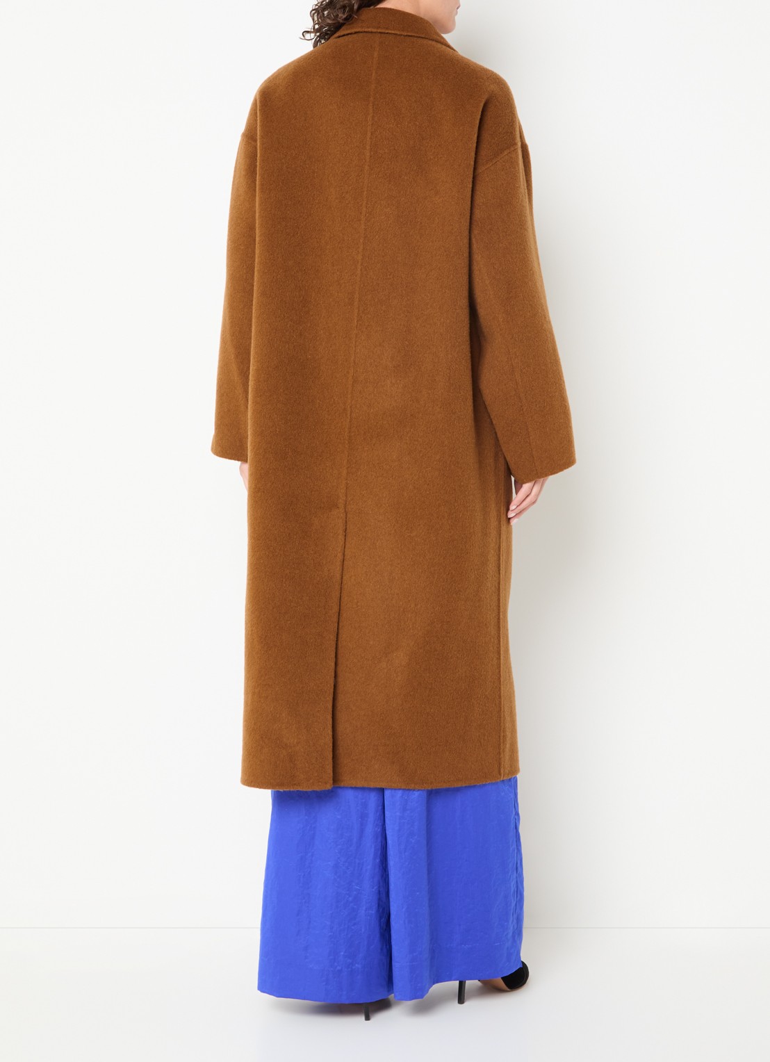 Essentiel Antwerp Kelp oversized mantel van wol met steekzakken - achterkant 4 oranjebruin
