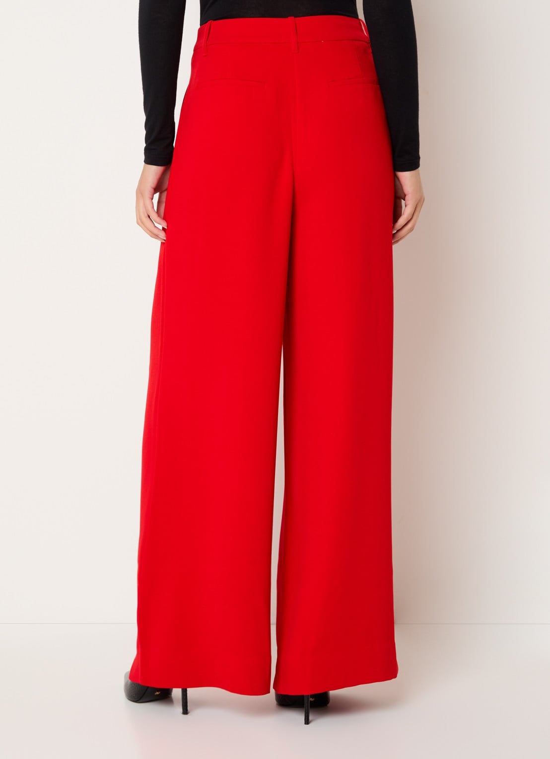 Essentiel Antwerp Kelsea high waist wide fit pantalon met steekzakken - achterkant 2 rood