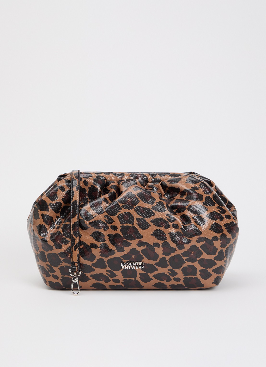 Essentiel Antwerp Kennie clutch met panterprint en afneembare schouderriem - voorkant 5 bruin