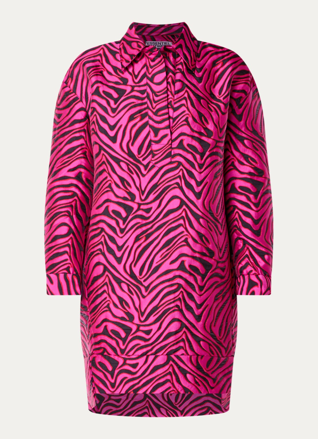 Essentiel Antwerp Keziah mini jurk met dierenprint - voorkant 3 fuchsia