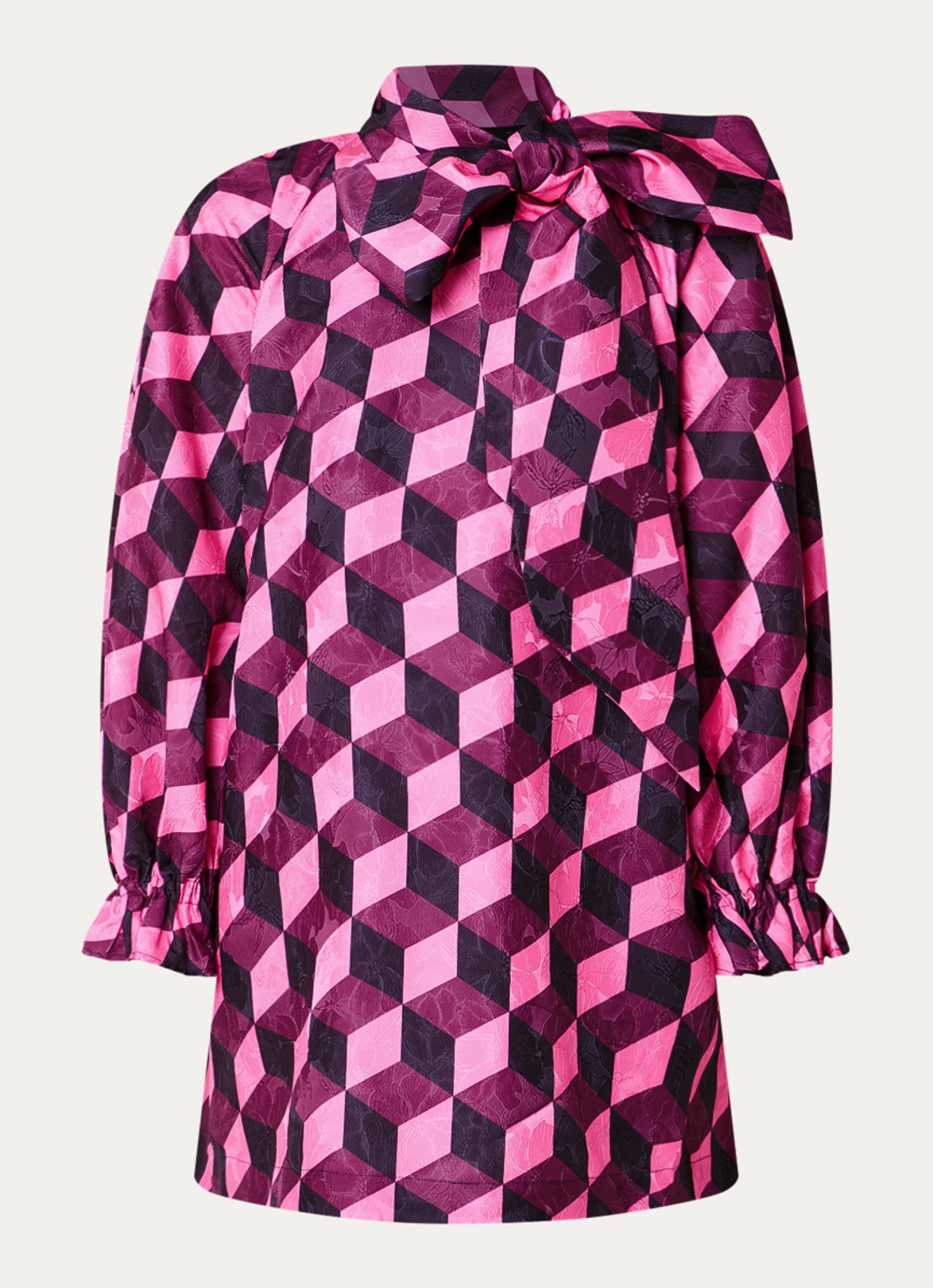 Essentiel Antwerp Kionna mini jurk met print - voorkant 3 fuchsia