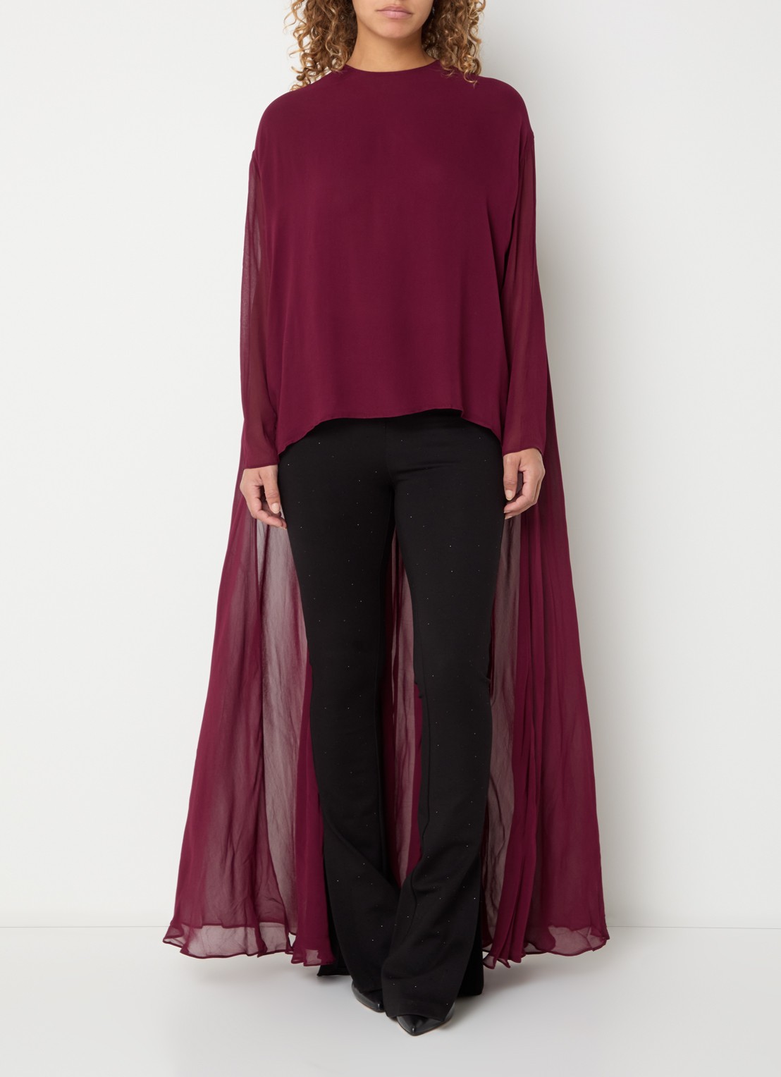 Essentiel Antwerp Kiyoki tuniek met ronde hals - detail aubergine