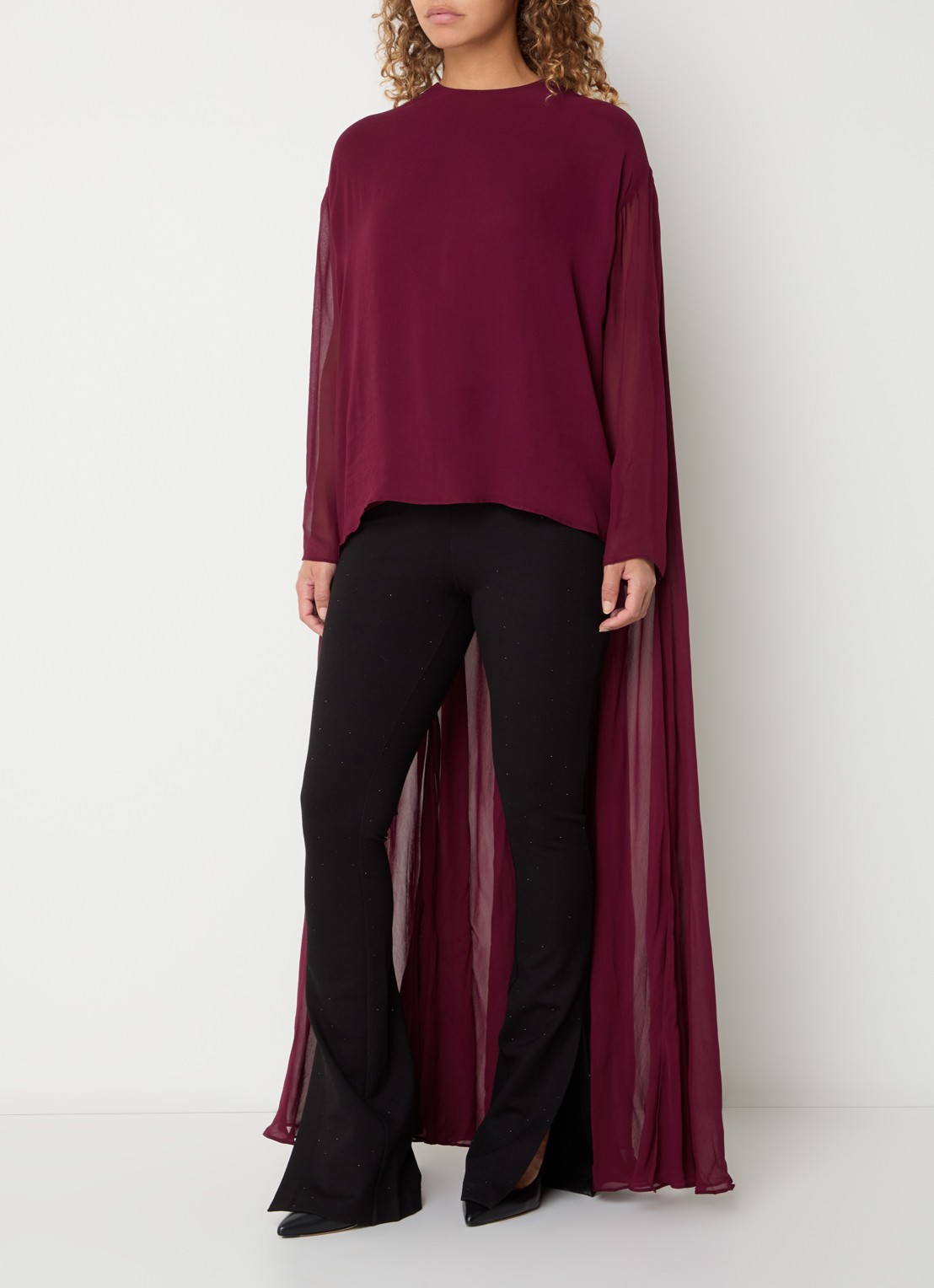 Essentiel Antwerp Kiyoki tuniek met ronde hals - voorkant 3 aubergine