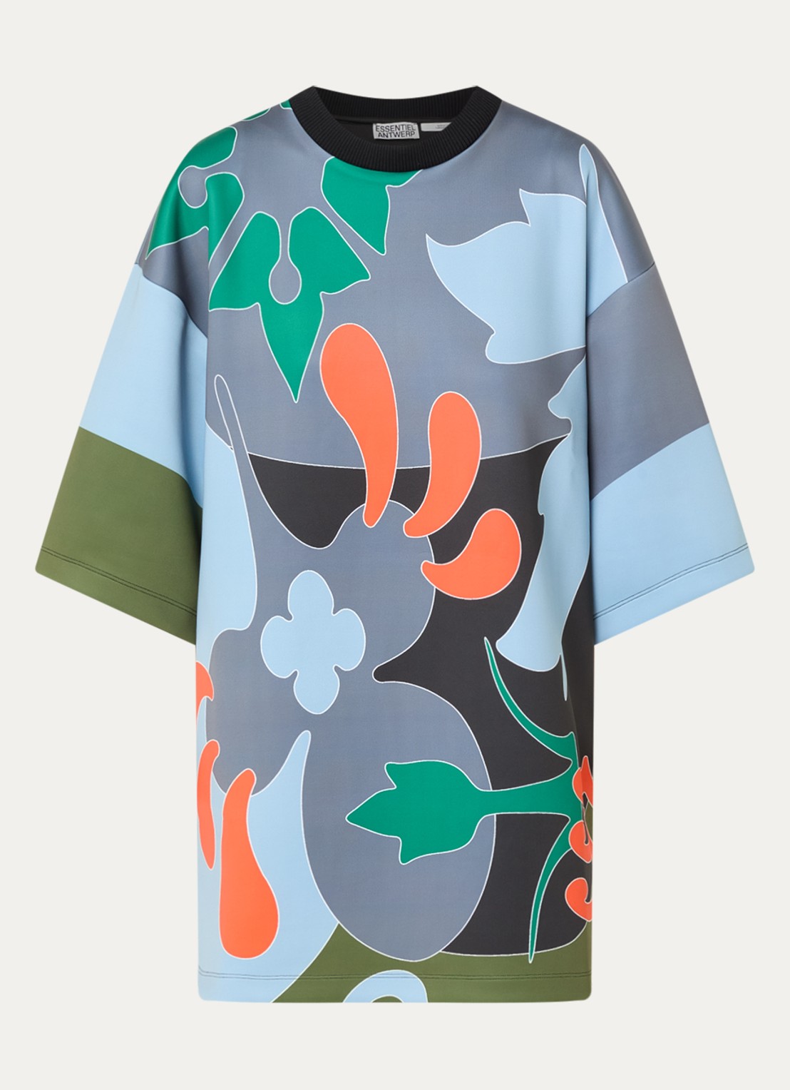 Essentiel Antwerp Klassic mini T-shirt jurk met print - voorkant grijs