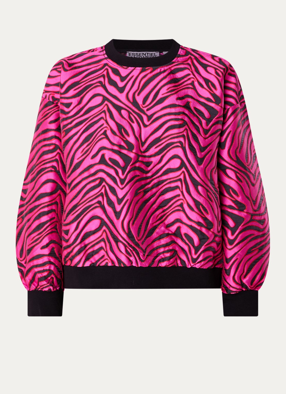 Essentiel Antwerp Klient sweater met dierenprint - voorkant fuchsia
