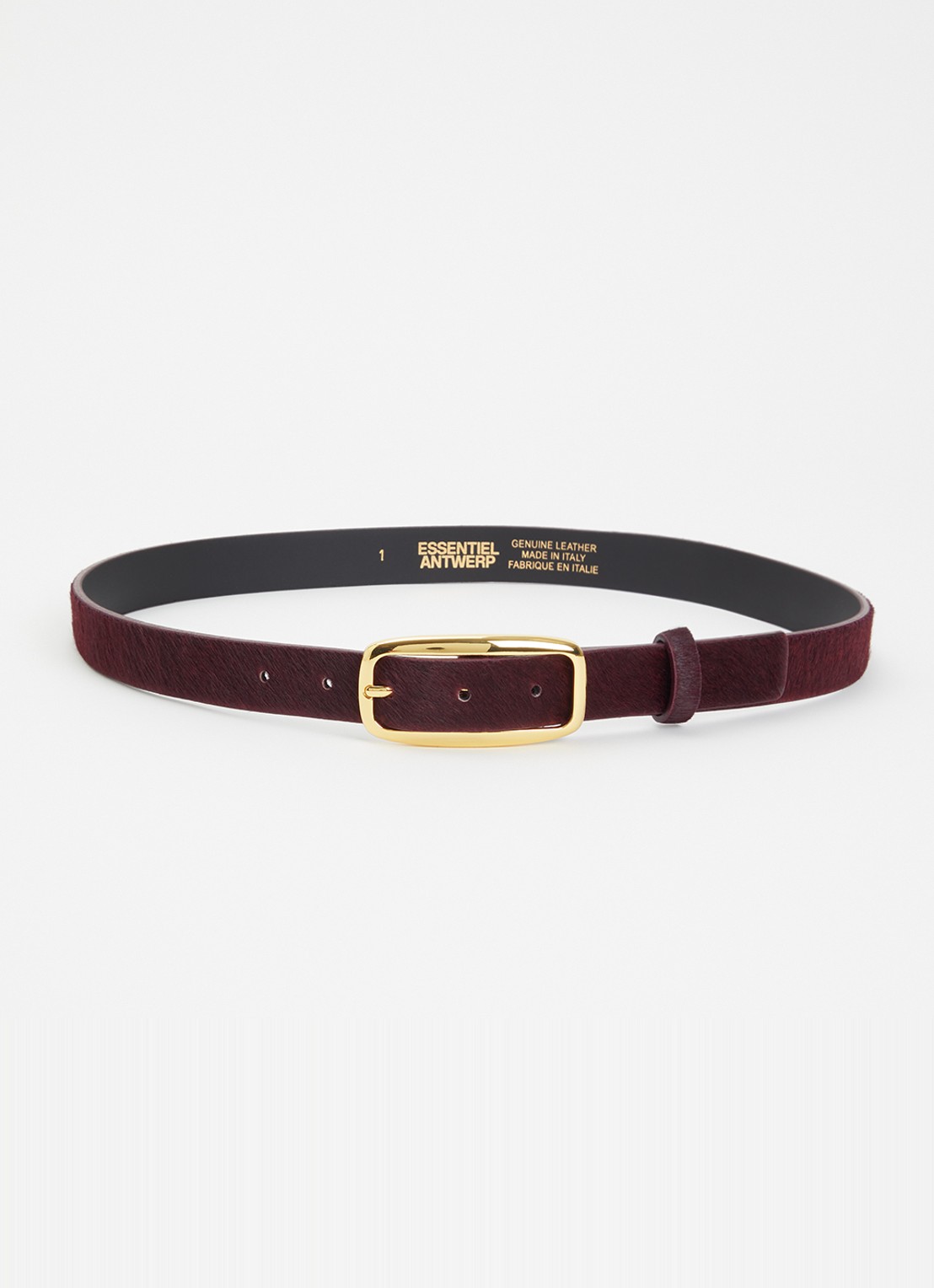 Essentiel Antwerp Klub riem van leer  - voorkant aubergine