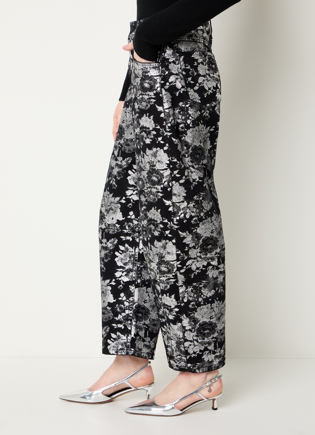 Essentiel Antwerp Ko jeans met print en steekzakken - detail 2 zwart