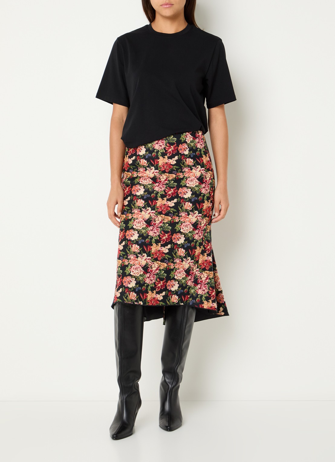 Essentiel Antwerp Kochet midi rok met bloemenprint - voorkant 4 rood