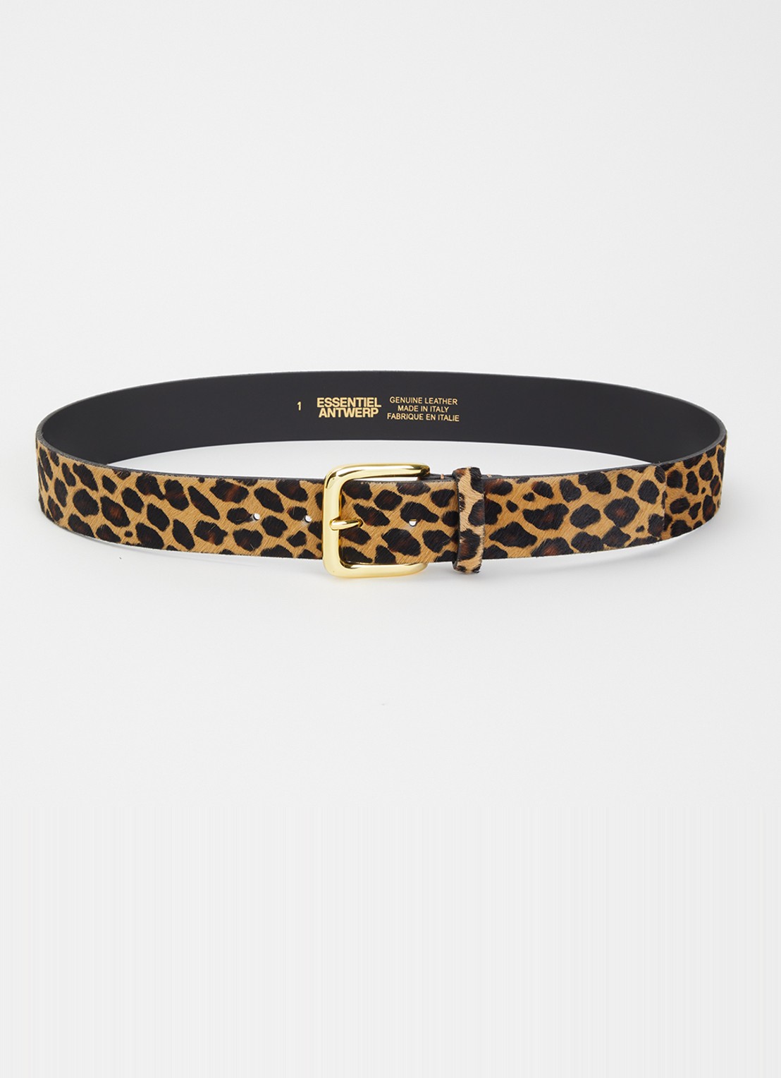 Essentiel Antwerp Kofee riem met panterprint - voorkant bruin