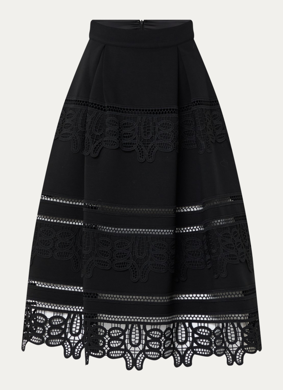 Essentiel Antwerp Kommon midi A-lijn rok met crochet - voorkant 3 zwart