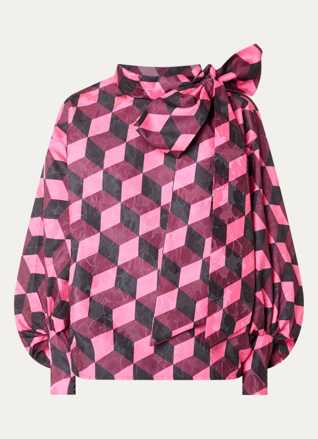 Essentiel Antwerp Komo tuniek met sjaalkraag - voorkant 3 fuchsia