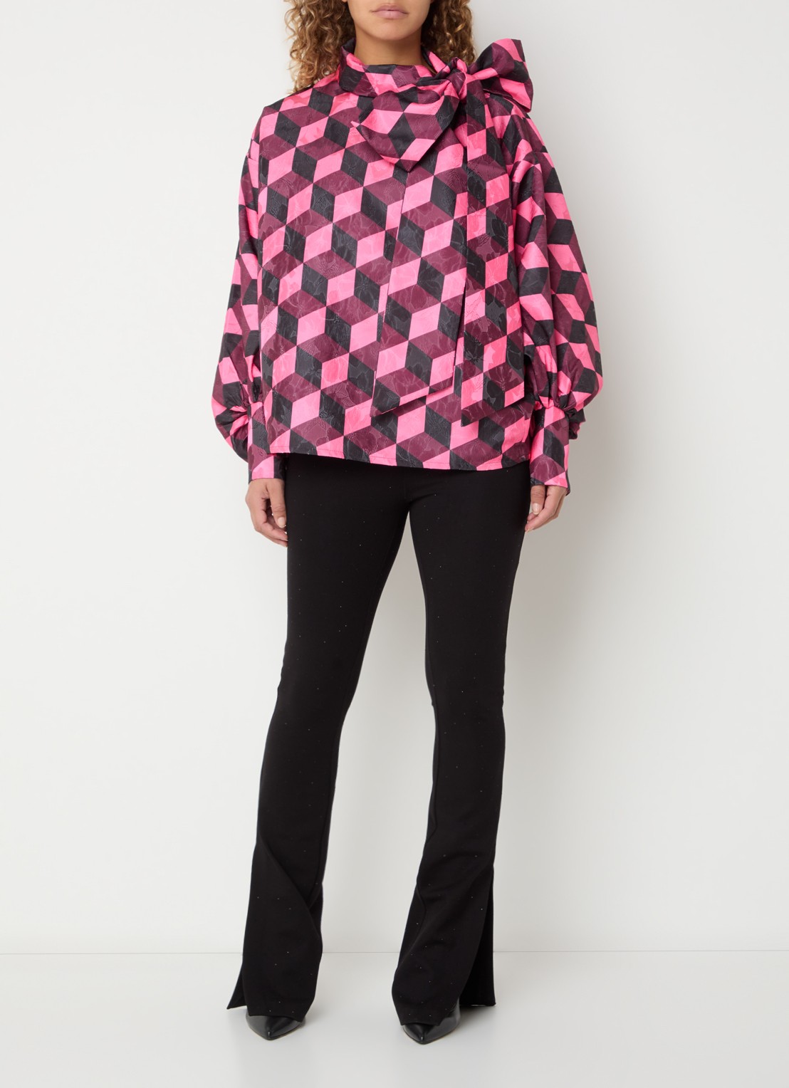 Essentiel Antwerp Komo tuniek met sjaalkraag - voorkant 4 fuchsia